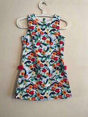 Classic Prep White Floral Shift Dress with shorts size 10 Girl